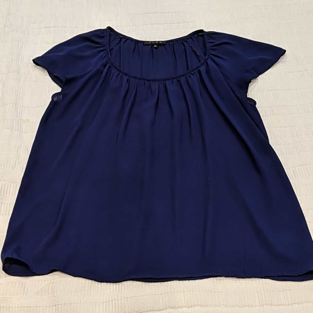 Purple Sheer Short Sleeve Blouse